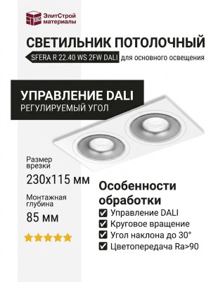 Светильник потолочный SFERA R 22.40 WS 2FW DALI