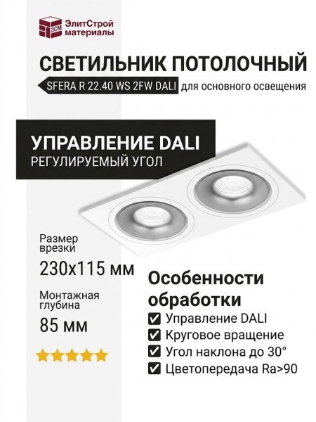 Светильник потолочный SFERA R 22.40 WS 2FW DALI