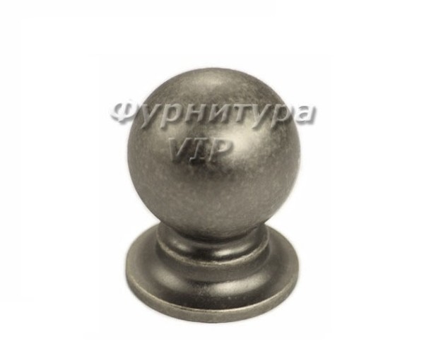 Ручка кнопка OLIMPOS-23 25 мм античное серебро, материал Латунь, отделка Серебро, 35*d=25 мм