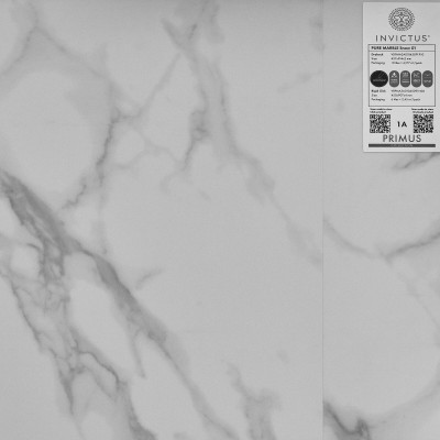 Кварцвиниловая плитка Invictus коллекция Primus DryBack 01 Pure Marble Snow