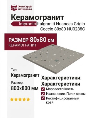 Impronta Italgraniti Nuances Grigio Coccio 80x80 NU0288C