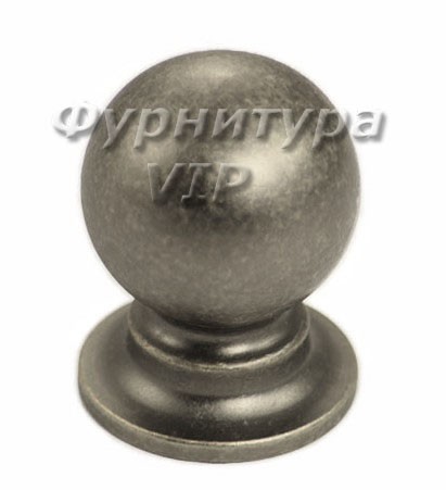 Ручка кнопка OLIMPOS-23 30 мм античное серебро, материал Латунь, отделка Серебро, 40*d=30 мм