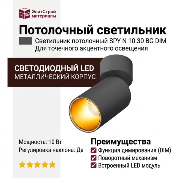Светильник потолочный SPY N 10.30 BG DIM