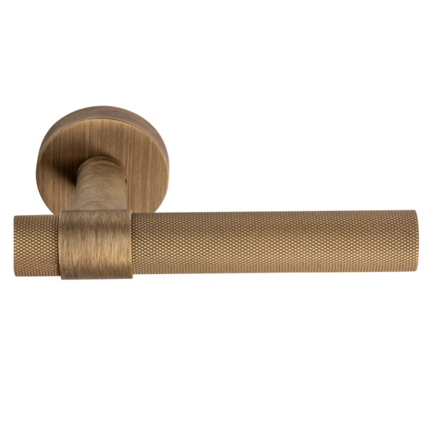 Дверная ручка на круглой розетке 334 ALYA МАТОВАЯ БРОНЗА, материал Латунь, отделка Бронза, 150*52 мм