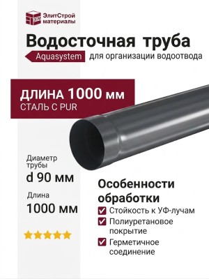 Водосточная труба Aquasystem RR 23 Маренго, 1.00 м, 125/90