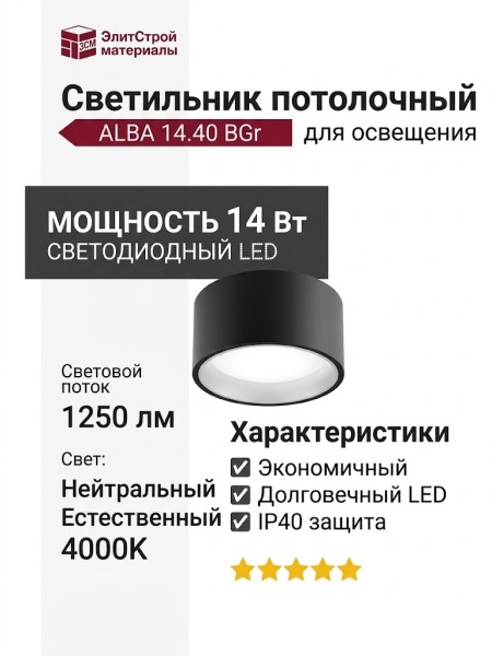 Светильник потолочный ALBA 14.40 BGr