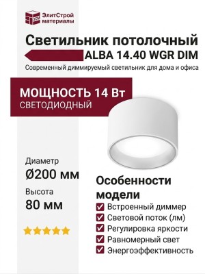 Светильник потолочный ALBA 14.40 WGR DIM