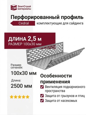 Перфорированный профиль 100x30 мм, длина 2,5 м