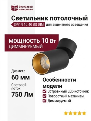 Светильник потолочный SPY N 10.40 BG DIM