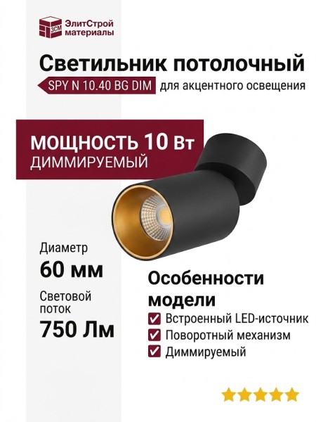 Светильник потолочный SPY N 10.40 BG DIM