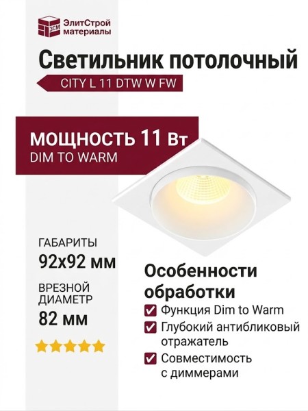 Светильник потолочный CITY L 11 DTW W FW