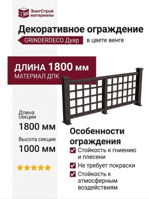 Декоративное ограждение из ДПК GRINDERDECO Дувр в цвете венге