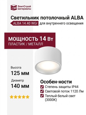 Светильник потолочный ALBA 14.40 WGr