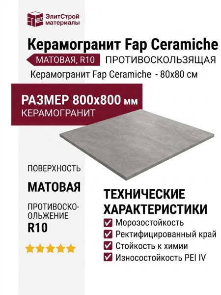 Fap Ceramiche Ylico Grey Matt R10 80x80 fQWP