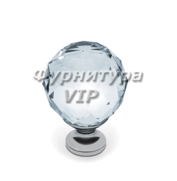 Ручка кнопка GZ-CRPA30-01, материал Замак Стекло, отделка Стекло Хром, 44*d=30 мм