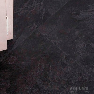 Виниловый пол Vinilam коллекция CERAMO VINILAM Glue Сланцевый Чёрный 61607