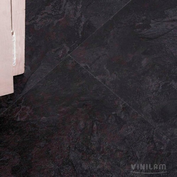 Виниловый пол Vinilam коллекция CERAMO VINILAM Glue Сланцевый Чёрный 61607