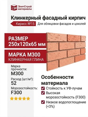Кирпич клинкерный фасадный Кирисс №15