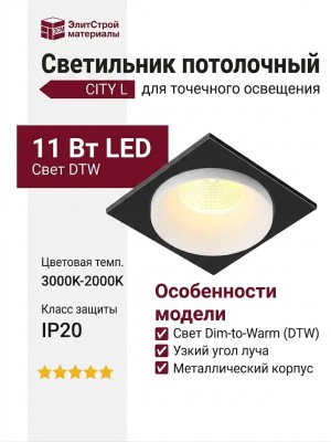 Светильник потолочный CITY L 11 DTW W FB