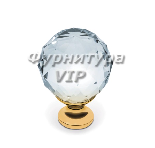 Ручка кнопка GZ-CRPA30-03, материал Замак Стекло, отделка Золото Стекло, 44*d=30 мм