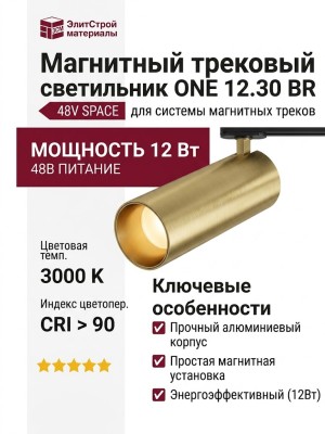 Магнитный трековый светильник ONE 12.30 BR