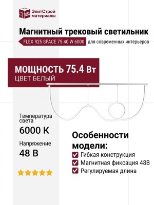 Магнитный трековый светильник FLEX R25 SPACE 75.40 W 6000