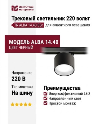 Трековый светильник 220 вольт TR ALBA 14.40 BGr