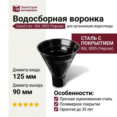 Водосборная воронка Grand Line, черная (RAL 9005)