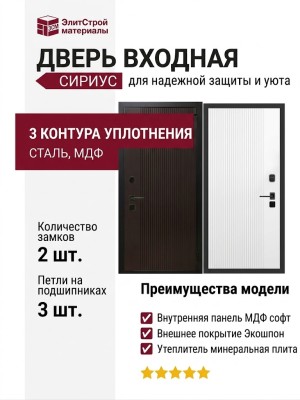 Дверь входная «Сириус», внутренняя панель НШ-9/2А (молочный софт)