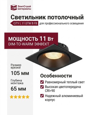 Светильник потолочный CITY L 11 DTW B FB