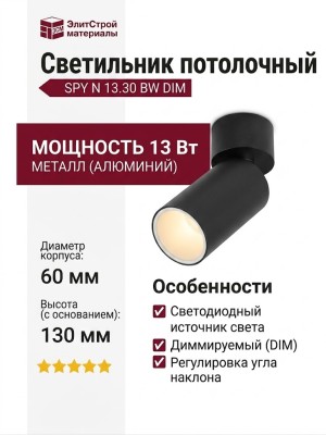 Светильник потолочный SPY N 13.30 BW DIM