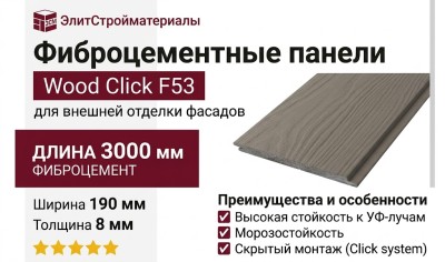 Фиброцементные панели Wood Click F53