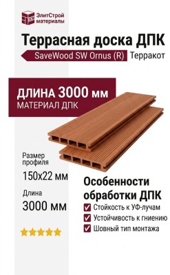 Террасная доска ДПК SaveWood, SW Ornus (R), Терракот
