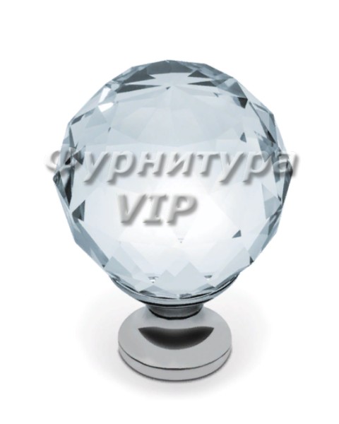 Ручка кнопка GZ-CRPA40-01, материал Замак Стекло, отделка Стекло Хром, 55*d=40 мм