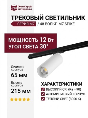 Трековый светильник 48 вольт M7 SPIKE 12.30 WB