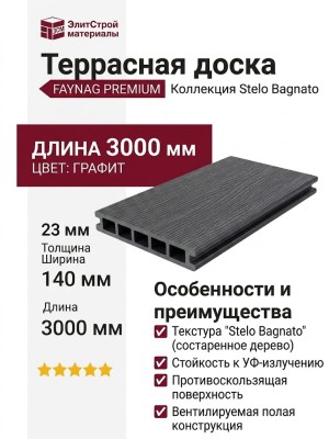 Террасная доска Faynag, Stelo Bagnato, Графит