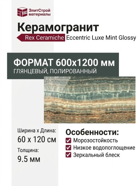 Rex Ceramiche Eccentric Luxe Mint Glossy 60x120 778841