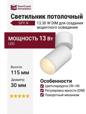 Светильник потолочный SPY N 13.30 W DIM