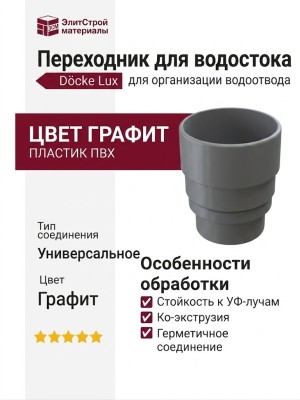 Переходник для водостока Docke Lux, Графит