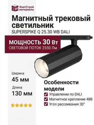 Магнитный трековый светильник SUPERSPIKE Q 25.30 WB DALI
