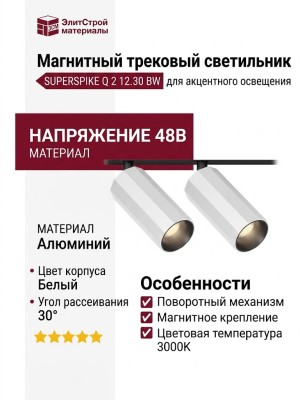 Магнитный трековый светильник SUPERSPIKE Q 2 12.30 BW