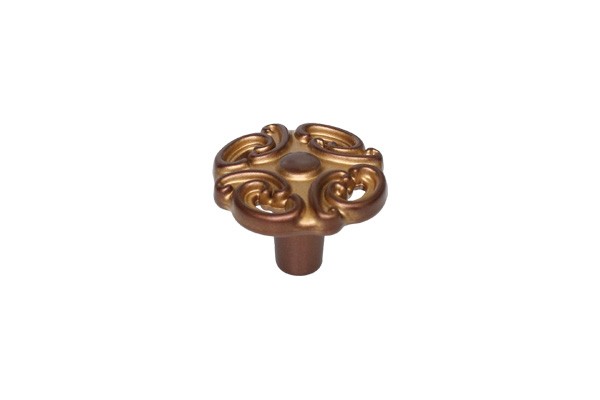 Ручка кнопка WPO.810Y.000.M001H, материал Замак, отделка Золотая патина Медь, 24*d=35 мм