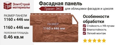 Фасадная панель Альта-Профиль Гранит ЭКО Терракотовый