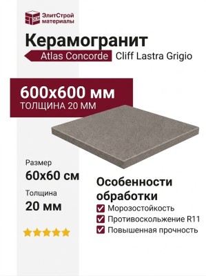 Atlas Concorde Cliff Lastra Grigio 20mm 60x60 610010000852