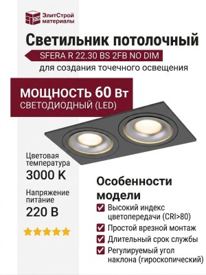 Светильник потолочный SFERA R 22.30 BS 2FB NO DIM