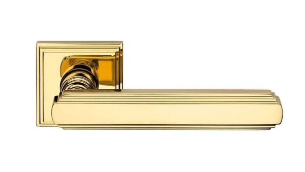 Дверная ручка на квадратной розетке "GLAMOR" OZ 1555/016, материал Латунь, отделка Золото, 145*53*53 мм