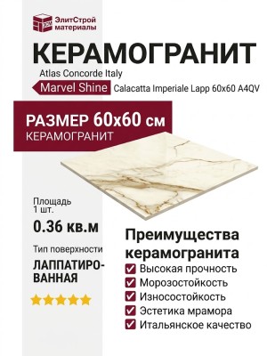 Atlas Concorde Italy Marvel Shine Calacatta Imperiale Lapp 60x60 A4QV