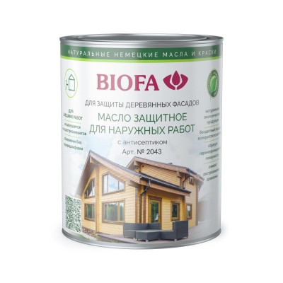 Biofa 2043  Масло защитное для наружных работ с антисептиком 0,4л