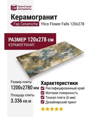 Fap Ceramiche Ylico Flower Falls 120x278 fQWL