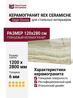 Rex Ceramiche Eccentric Luxe Sage Glossy 120x280 778823